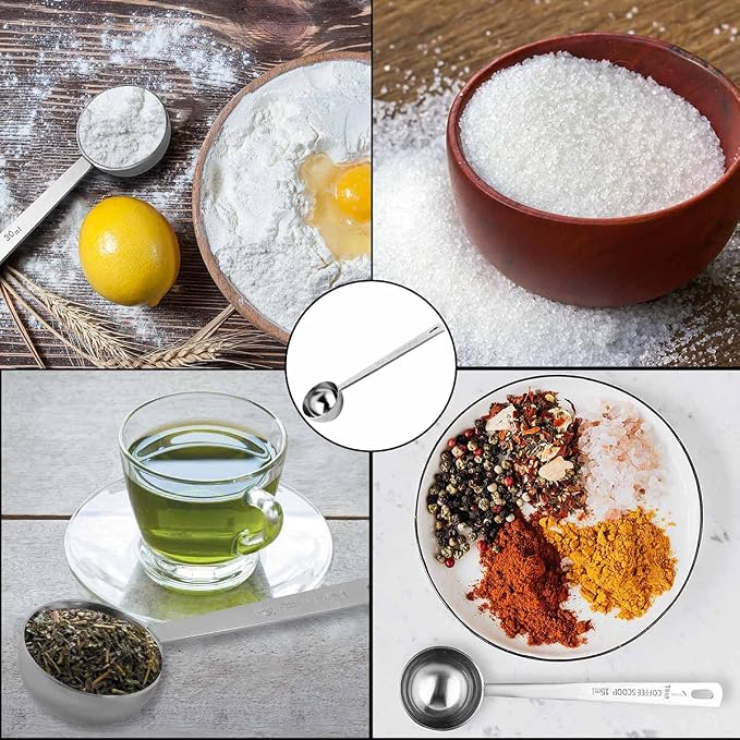 2 Pcs Coffee Scoop 18/8 Stainless Steel Measuring Coffee Spoon Set 1 Tablespoon - Image 2