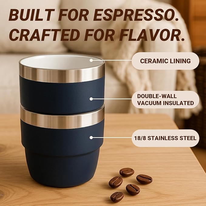4 oz Small Espresso Cup, Ceramic-Lined 18/8 Stainless Steel, Double-Wall Vacuum - Image 3