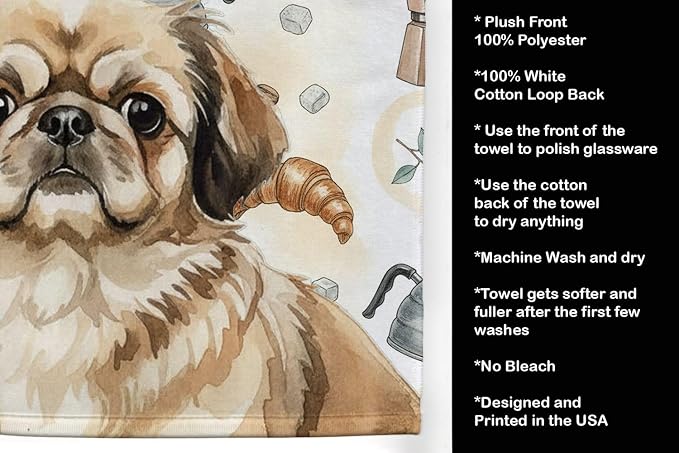 Caroline's Treasures Sable Pekingese Coffee Bar Kitchen Towel Velour Plush - Image 4