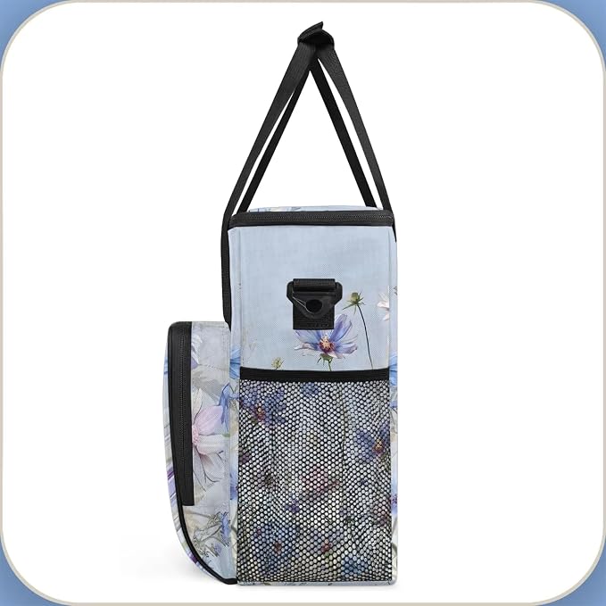 Daisy Floral Spring Coffee Maker Carring Bag, Large Insulated Storage Organizer - Image 4