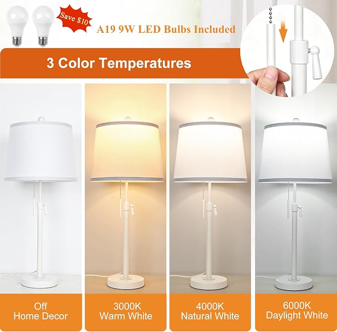 JUNNAI White Table Lamps Set of 2 - Image 2