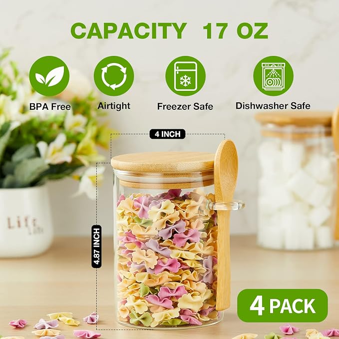 Mfacoy Set of 4 Airtight Glass Jars - Image 4