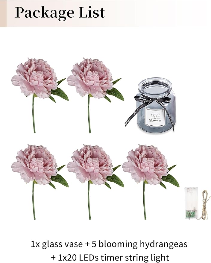 BLOSMON Pink Artificial Flowers in Vase: Fake Hydrangea - Image 3