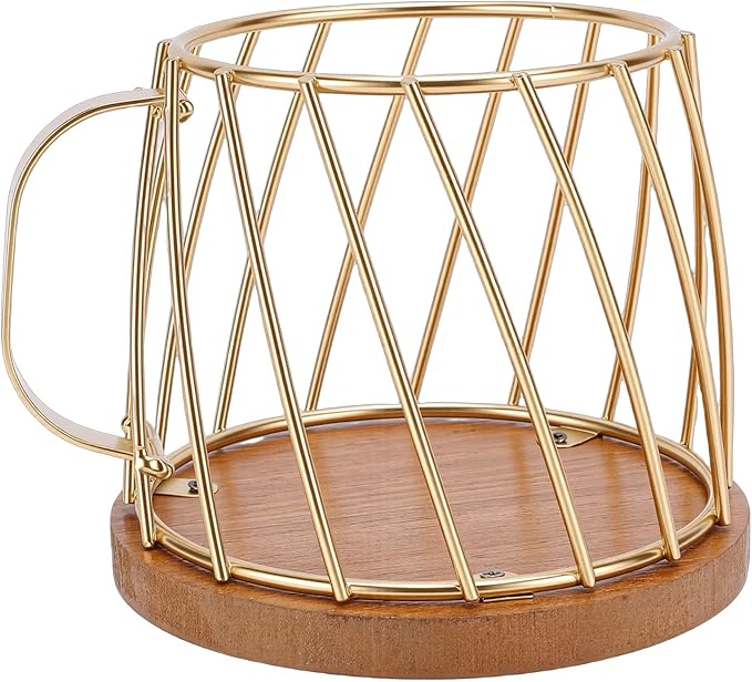 JTLB Coffee Pod Basket, Large Capacity Metal Wood Holder Organizer - Image 4