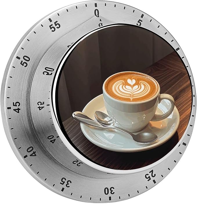 Coffee Cups Kitchen Timers for Cooking 60 Minute Wind Up Timer, Magnetic Back by NTVOWPZO