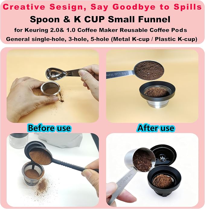 Reusable K Cup Refill Kit, 304 Stainless Steel 30ML Coffee Scoop & Aluminum - Image 5