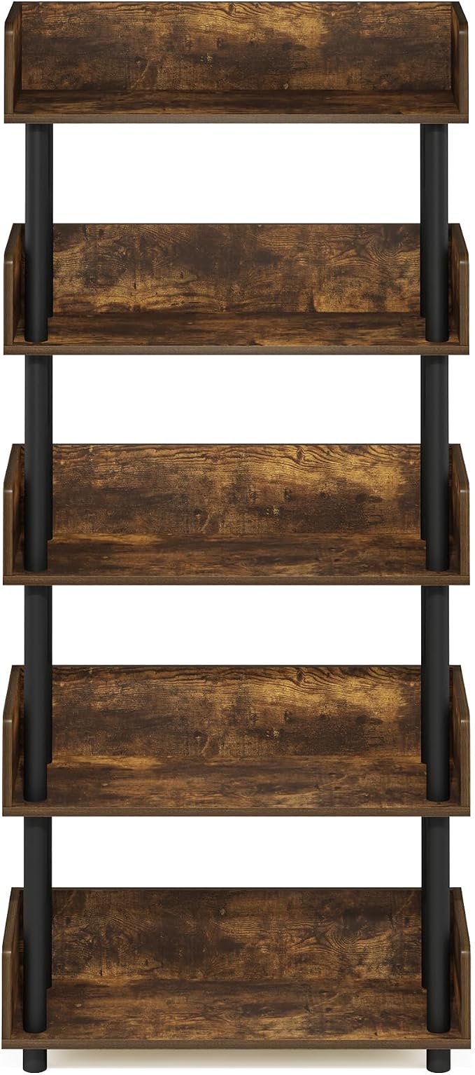 Furinno TURN-N-TUBE 5-Tier Display Shelf, Storage Shelves, Book Shelf, Open - Image 7
