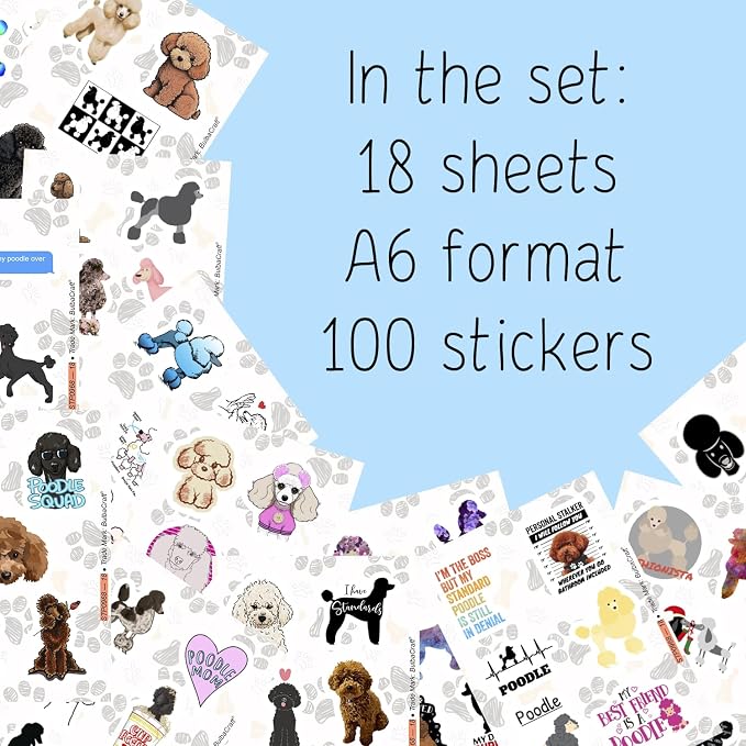 100Pcs Poodle Stickers for Water Bottle and Laptop - Image 2