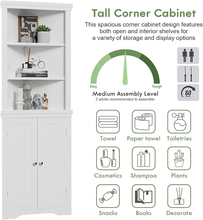 YESHOMY Corner Cabinet, Storage Cupboard - Image 4