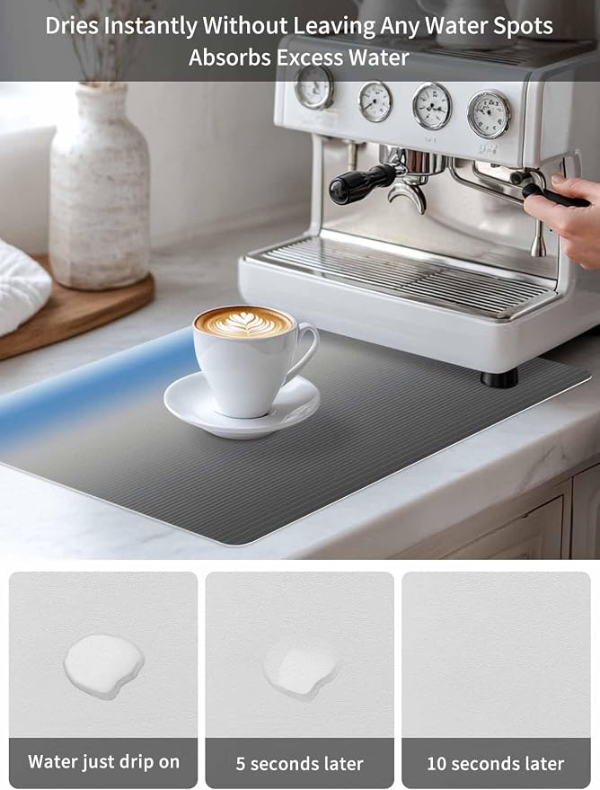 Blue Grey Coffee Mat Stripe Gradient Absorbent Bar Mat - Image 6