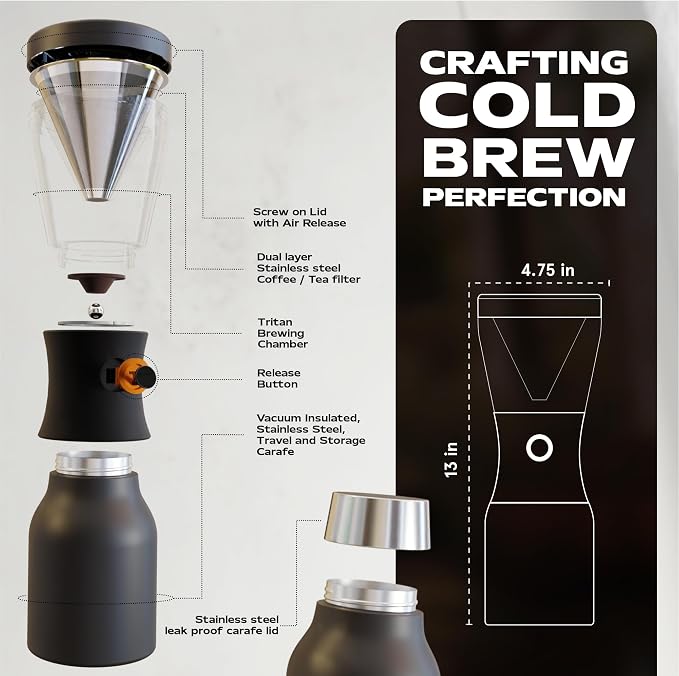 asobu Cold Brew Coffee Maker, Award-Winning 40oz Insulated Cold Brew Brewer - Image 7