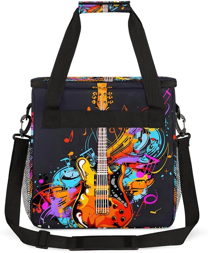 Electric Guitar Music Theme Coffee Maker Carring Bag, Large Insulated Storage - Image 5