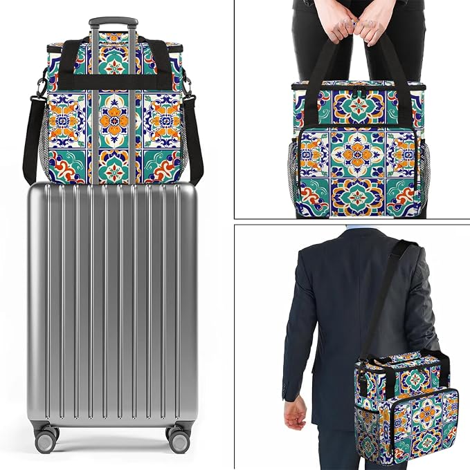Mexican Ethnic Flower Coffee Maker Carring Bag, Large Insulated Storage - Image 7