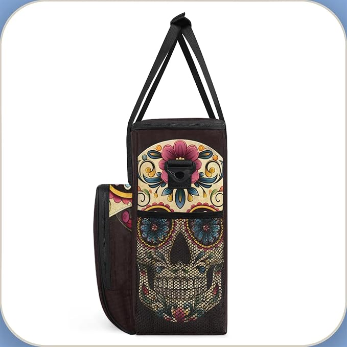 Day The Dead Skull Halloween Coffee Maker Carring Bag, Large Insulated Storage - Image 5