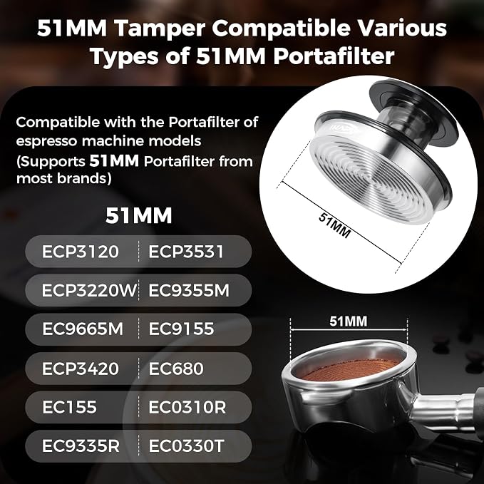 IKAPE 51MM Black Espresso Tool Set 8 IN 1, Coffee Tamper, Distributor, Magnetic - Image 2