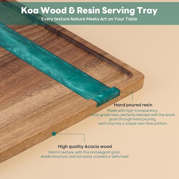 Wooden Tray: Resin Serving Decorative Tray - Image 4