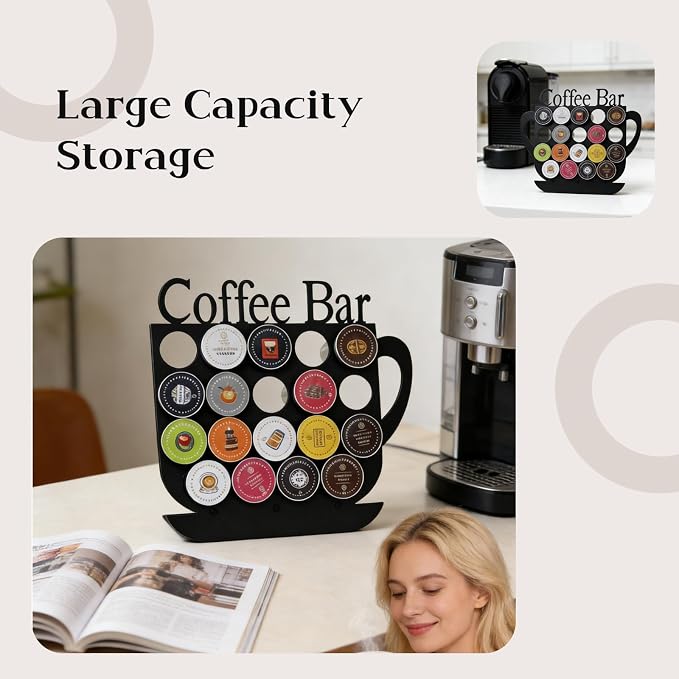 Metal K Cups Holder Display, Holds 19 Coffee Pods, Coffee Bar Organizer - Image 4