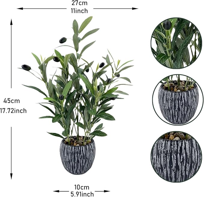 Olive Branches Artificial Plants Décor Indoor 17.72'' Tall Fake Olive Branch - Image 2