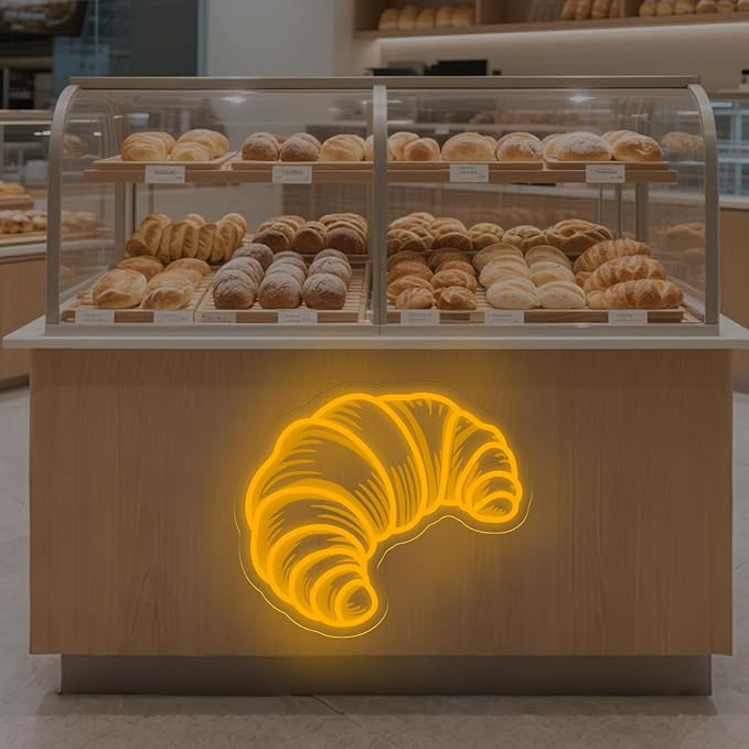 Croissants Neon Sign Bread Bakery Neon Lights Croissant Baking Light Up Sign - Image 3