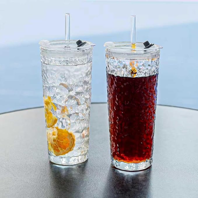 20oz Glass Tumblers with Lids and Straws - Image 4