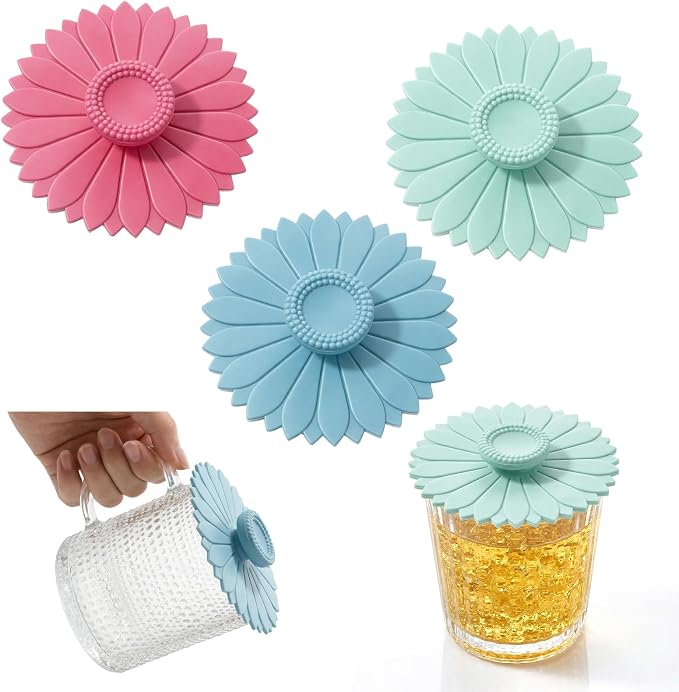 3 Pcs Silicone Cup Covers Reusable Drink Cover, Flexible Mug Lids by Unknown