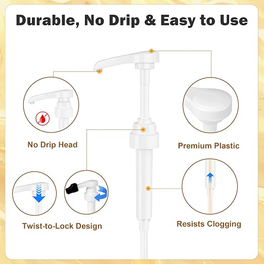 Coffee Syrup Pump for 750 ml Bottle – 4 Pack Syrup Dispenser Pumps Compatible - Image 5