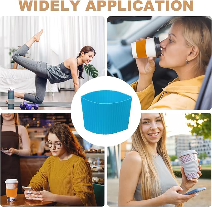 uxcell 6Pack Coffee Cup Sleeves, Reusable Silicone Heat Resistant Cup - Image 6