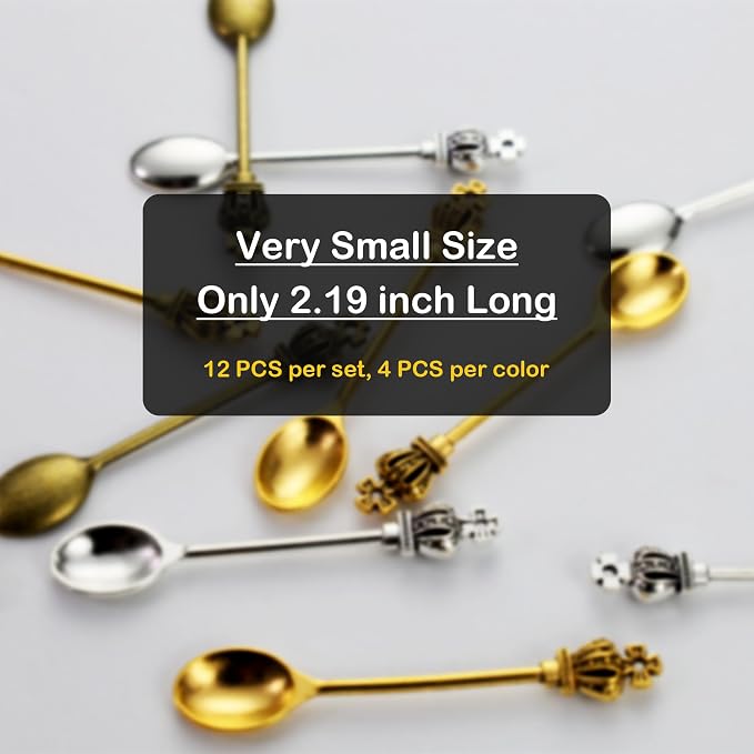 12-Pack Mini Spoons Metal Tiny Shovels 2.19-Inch Small Medicine Spoon - Image 6