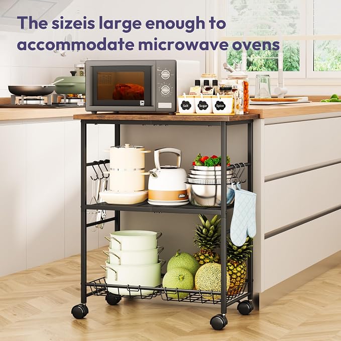 SWTYMIKI Rolling Kitchen Microwave Cart - Image 3