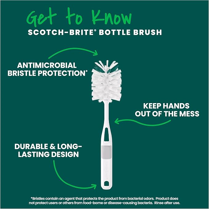 Scotch-Brite Glass and Water Bottle Brush, Long-Lasting, Safe on Glassware - Image 3