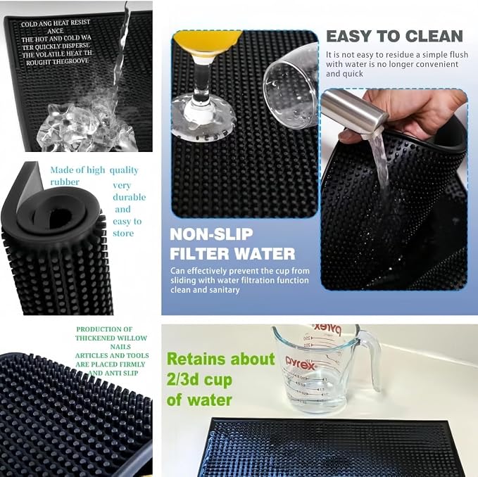 WANGCHAO 3 pcs Black 8mm Thick Anti-Skid Non-Toxic Rubber Bar Mat - Image 3