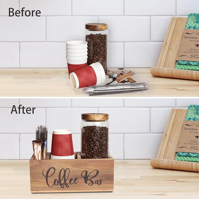 Acacia Wood Station Organizer, Coffee Station Organizer - Image 5