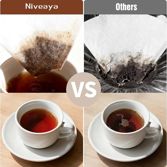 Niveaya Coffee Filters 200 Count, Natural Paper Coffee Filter 8-12 Cup - Image 6
