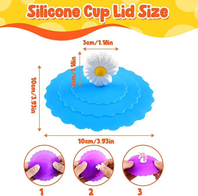8PCS Silicone Cup Lids Mug Cover, Colorful Food Grade Anti-dust Airtight Seal - Image 3