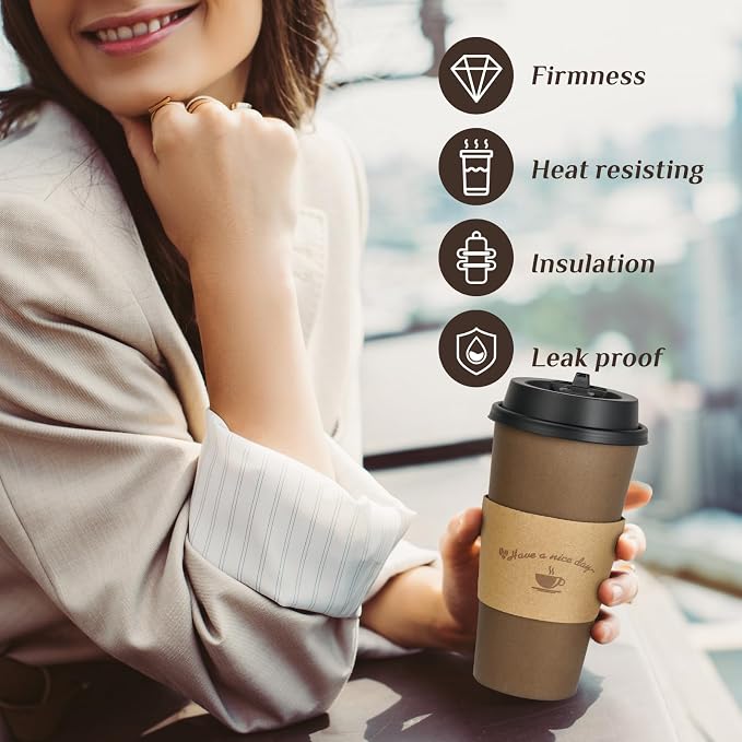 LITOPAK 100 Pack 20 oz Paper Coffee Cups, Drinking Cups - Image 6