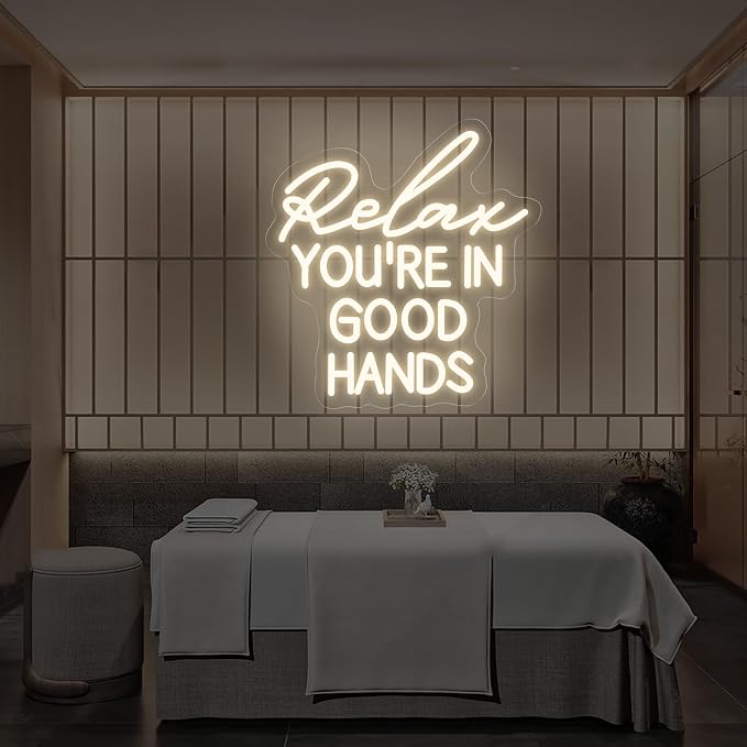 Relax You're In Good Hands Neon Sign, Custom Hair Salon LED Neon Light Barber - Image 2