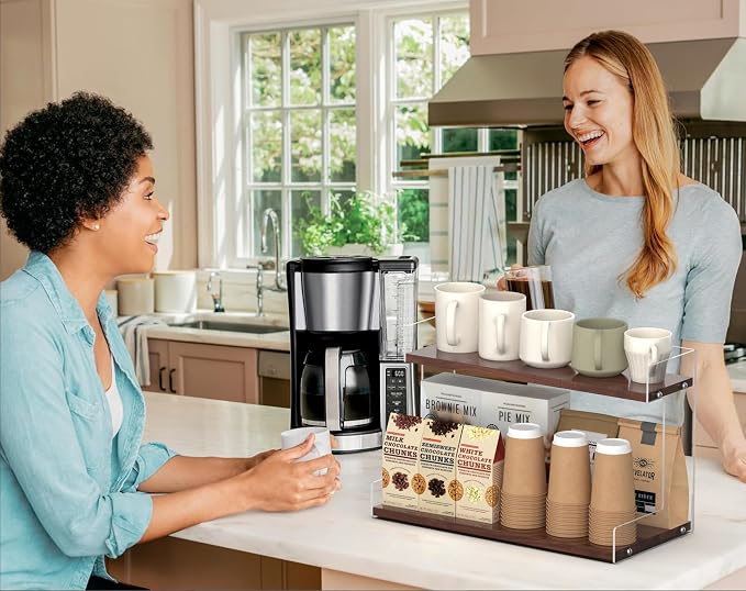 2 Tier Acrylic Coffee Station Organizer Countertop, Kitchen Counter Holder - Image 4