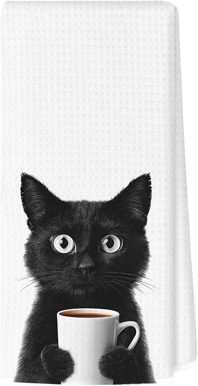 Funny Black Cat Kitchen Towels, Cats Kitchen Bar Accessories, Cat Lovers Chef by Unknown