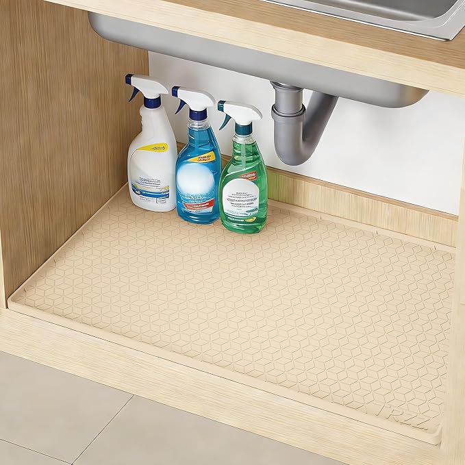 TRZZ Silicone Waterproof Under Sink Mat 28" x 19", Drip Tray and Cabinet Liner by TRZZ