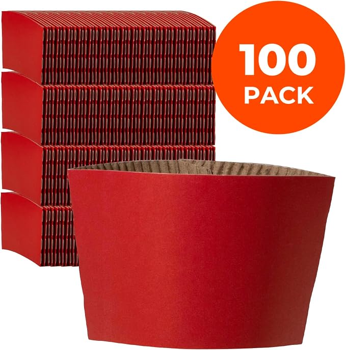 FMP Brands 100 Pack Red Coffee Sleeves - Image 2