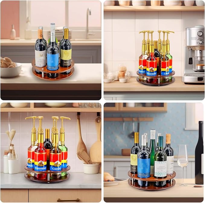 Rotating Coffee Syrup Organizer Rack, Syrup Bottle Stand Holder - Image 8