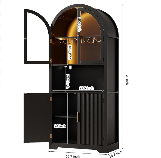 Maupvit 70" Tall Arched Wine Bar Cabinet - Image 2