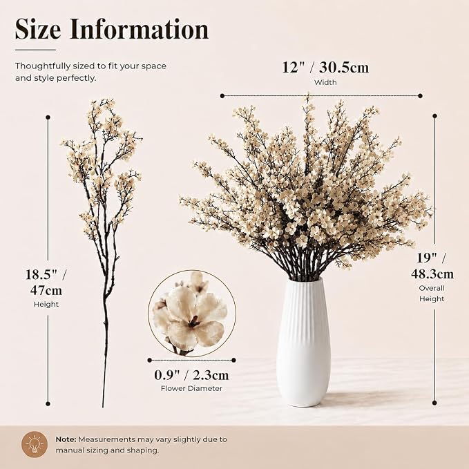 Mandy's 6 Bundles Artificial Champagne Baby’s Breath Flowers | 18.5 Inch Silk - Image 3