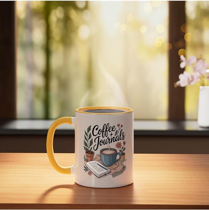 Coffee and Journals Ceramic Mug - Image 3