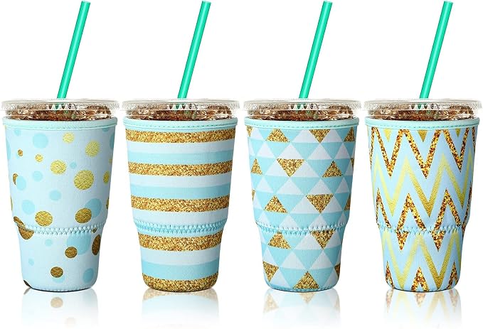 Patelai 4 Pieces Reusable Iced Coffee Sleeve Cup Insulator by Patelai