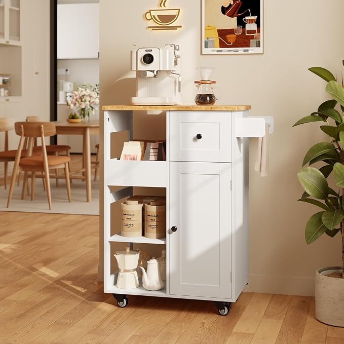 Gizoon Kitchen Island Cart on Wheels, Rolling Serving Utility Cart - Image 9