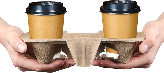 HAKZEON 100 Pack Fiber 2 Cup Holders, To Go Coffee Cup Holder, 2 Cups Pulp - Image 5