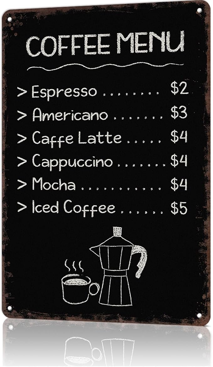Vintage Signs Poster Metal Wall Art Coffee Menu Chalkboard by Unknown