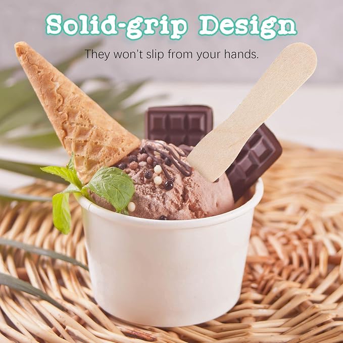 Skylety 4000 Pcs Wooden Ice Cream Spoon Bulk Mini Disposable Tasting Spoons Set - Image 6