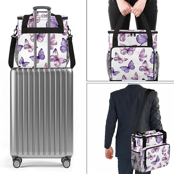 Butterfly Coffee Maker Carring Bag, Large Insulated Storage Organizer Case Tote - Image 7